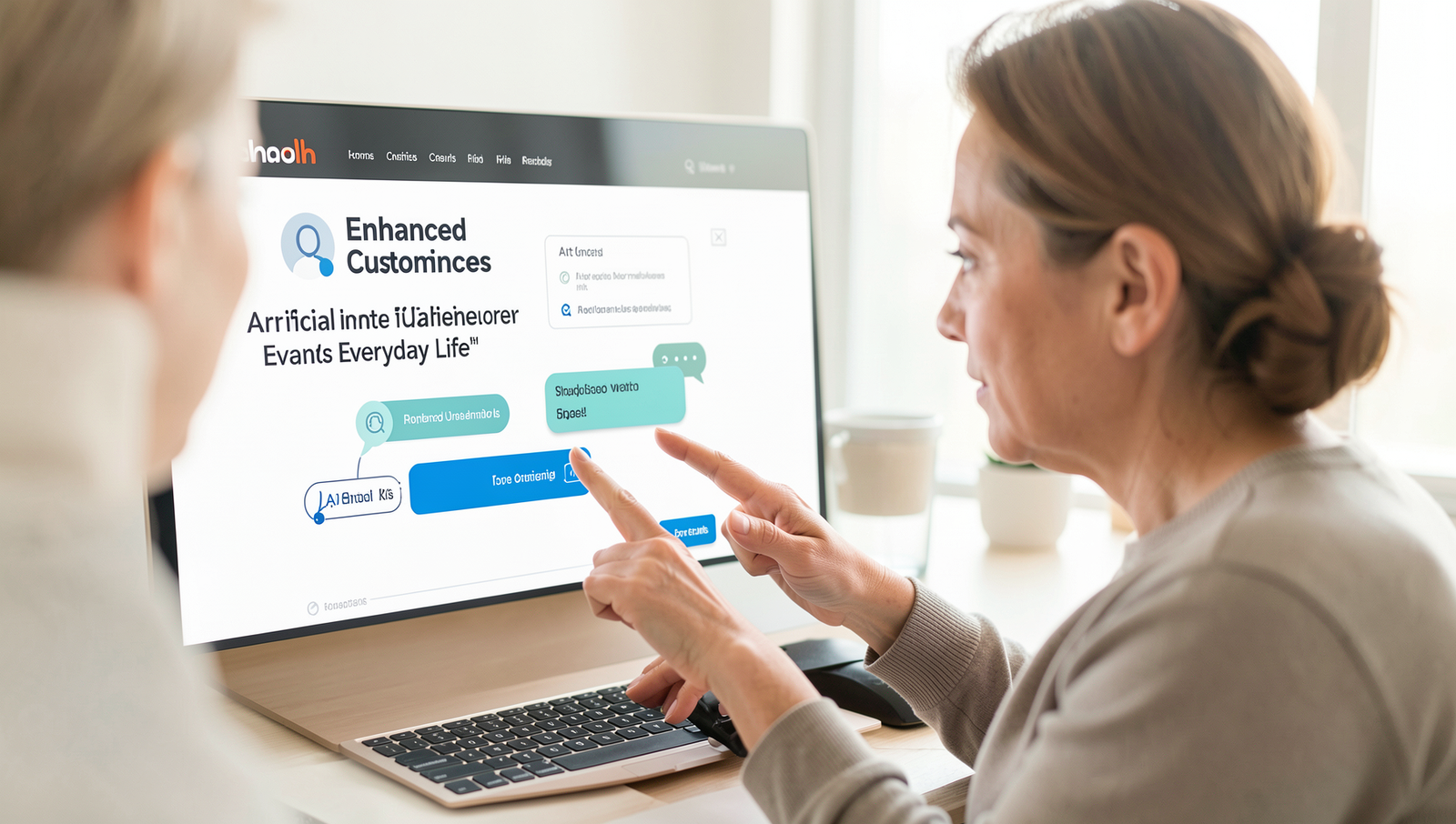 Customer engaging with an AI chatbot on a website for enhanced support.