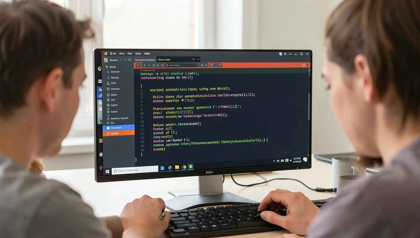 Team testing technology with a Linux desktop in a professional setting