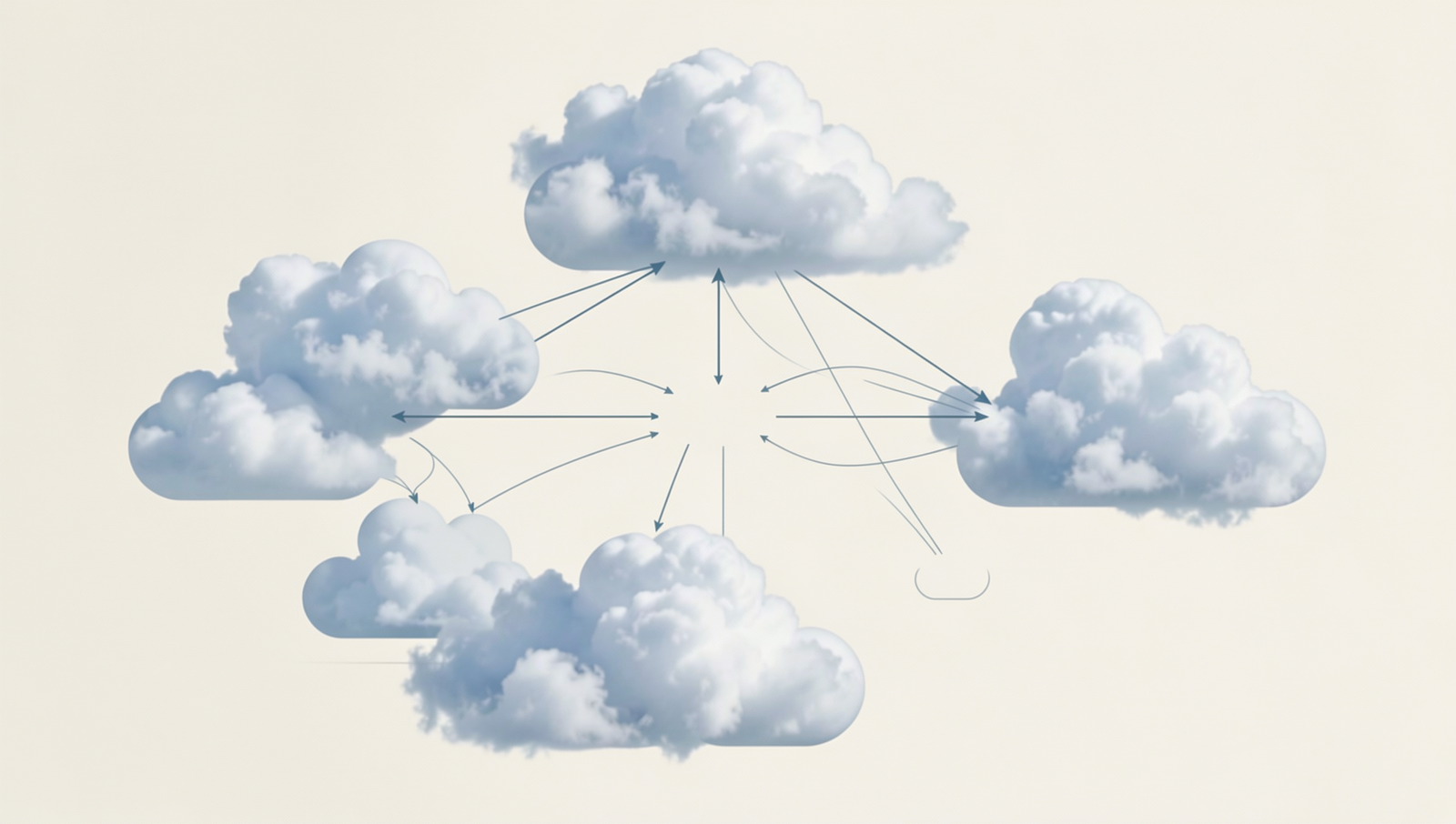 Detailed diagram of multi-cloud architecture showcasing various cloud services integration.