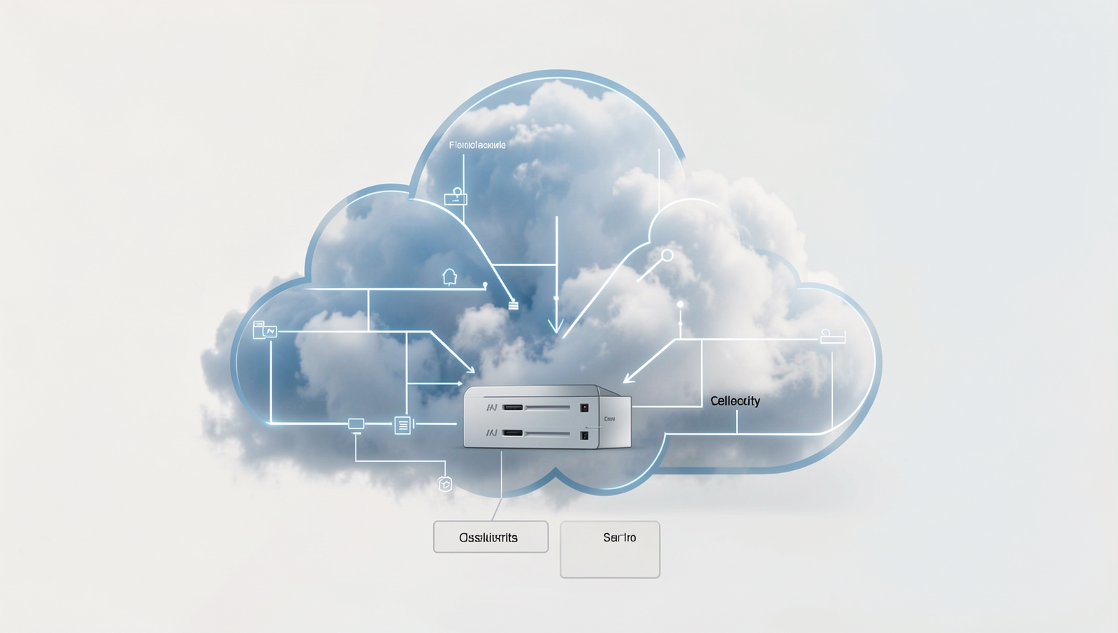 Photorealistic image illustrating cloud security measures with natural lighting and sharp focus.