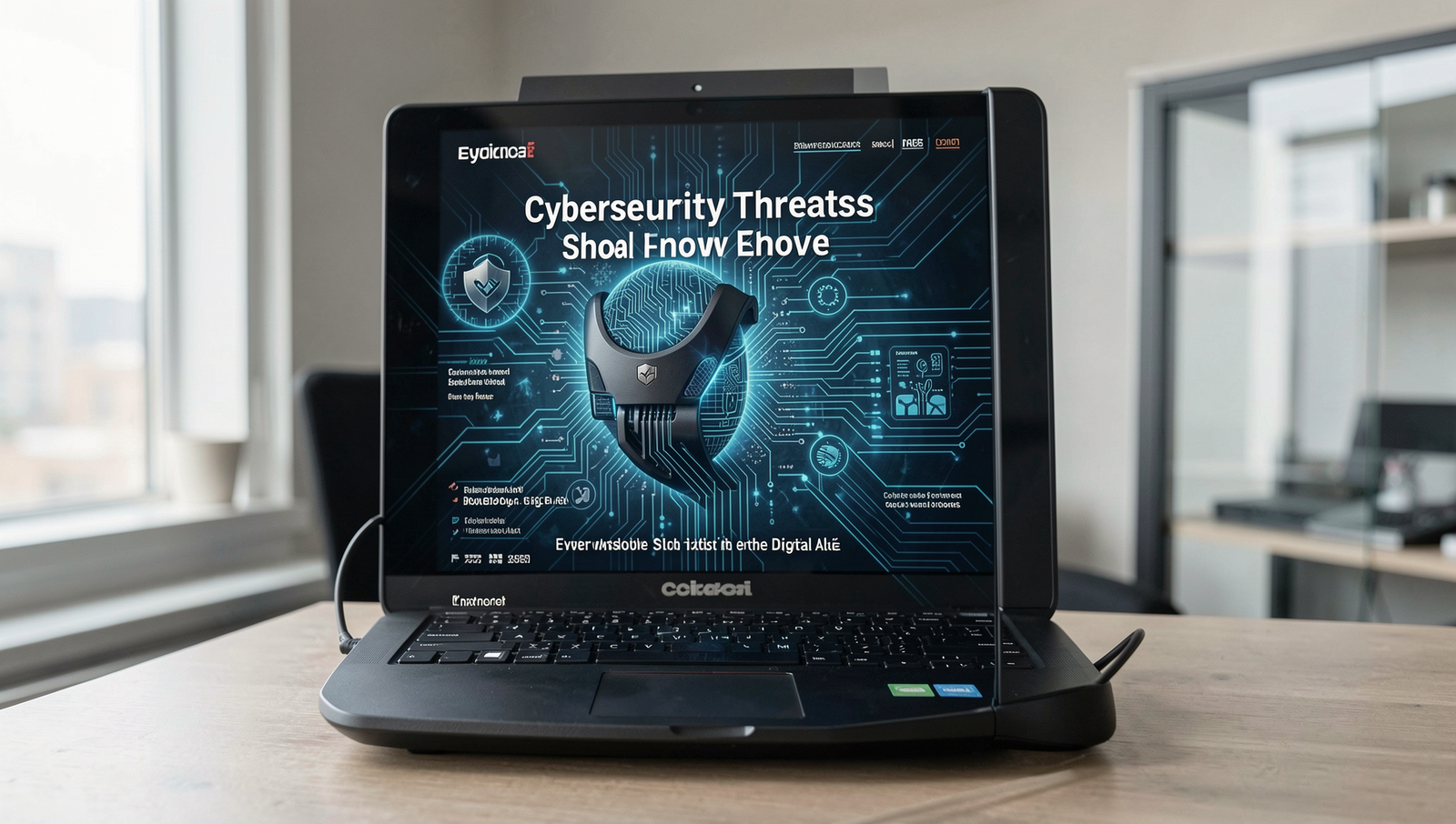 Professional editorial image depicting cybersecurity threats in a digital environment.