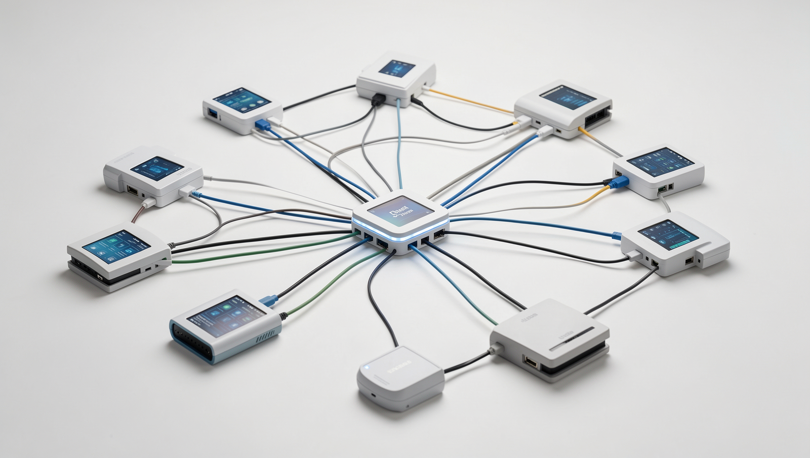Network of interconnected IoT devices illustrating cybersecurity vulnerabilities.