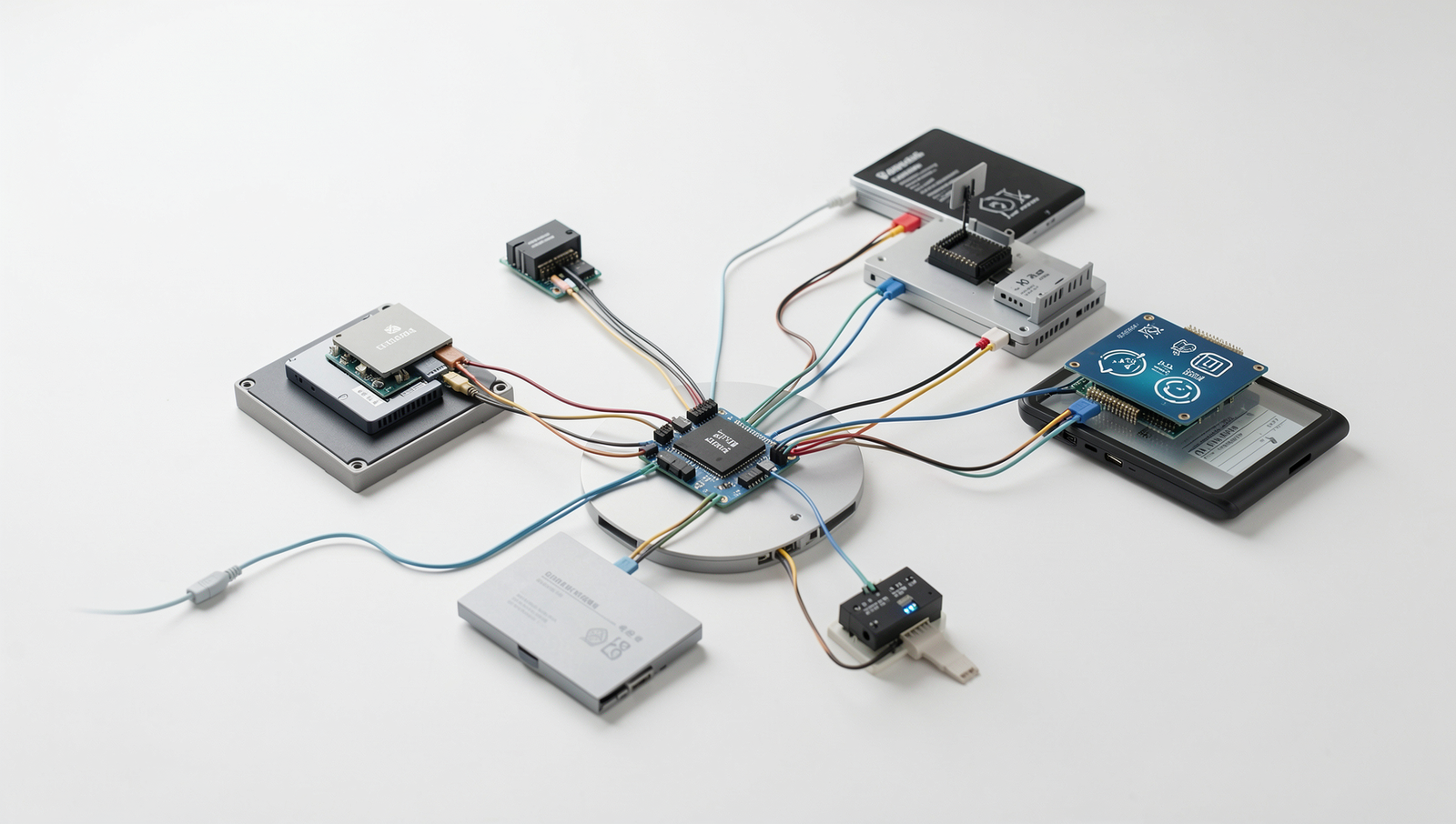 Illustration of IoT devices interconnected with edge computing technology.