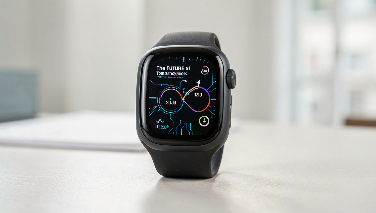 A futuristic wearable device showcased in a modern setting, highlighting advanced technology.