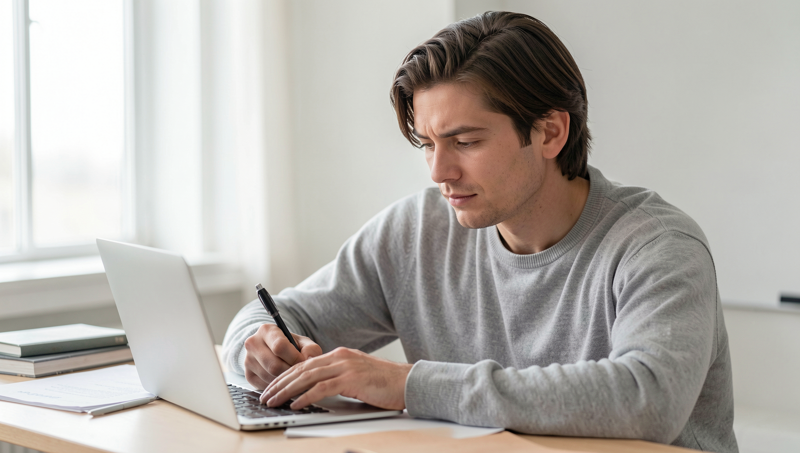 Person writing goals and timelines in a notebook with natural lighting.