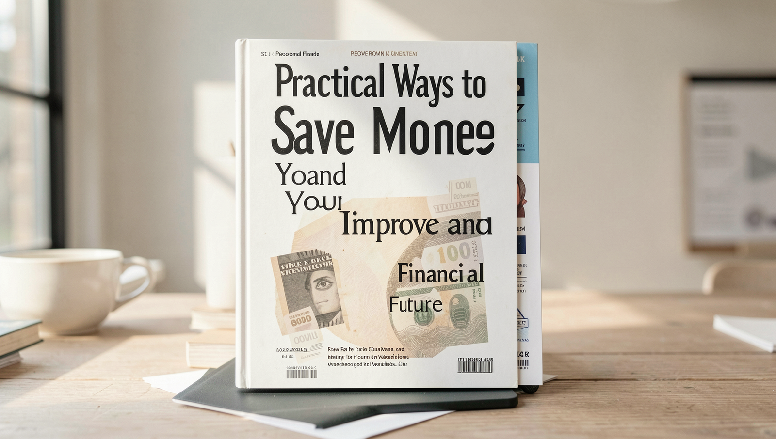 A serene home office setting with financial tools and a budget planner on a desk.