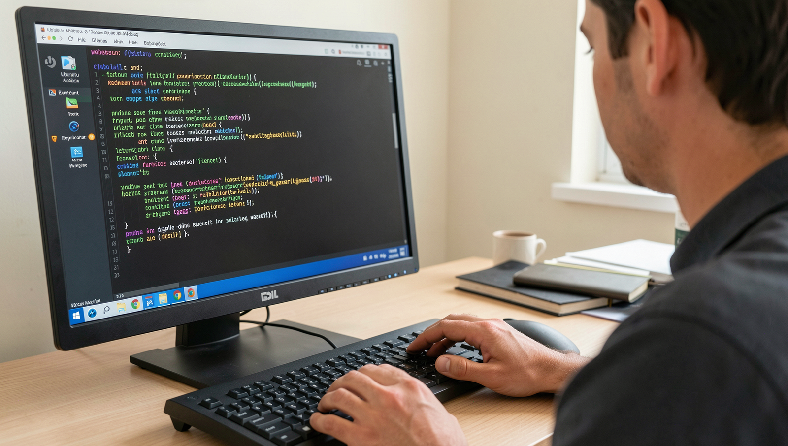 Person experimenting with software on a Linux desktop, showcasing a realistic UI.