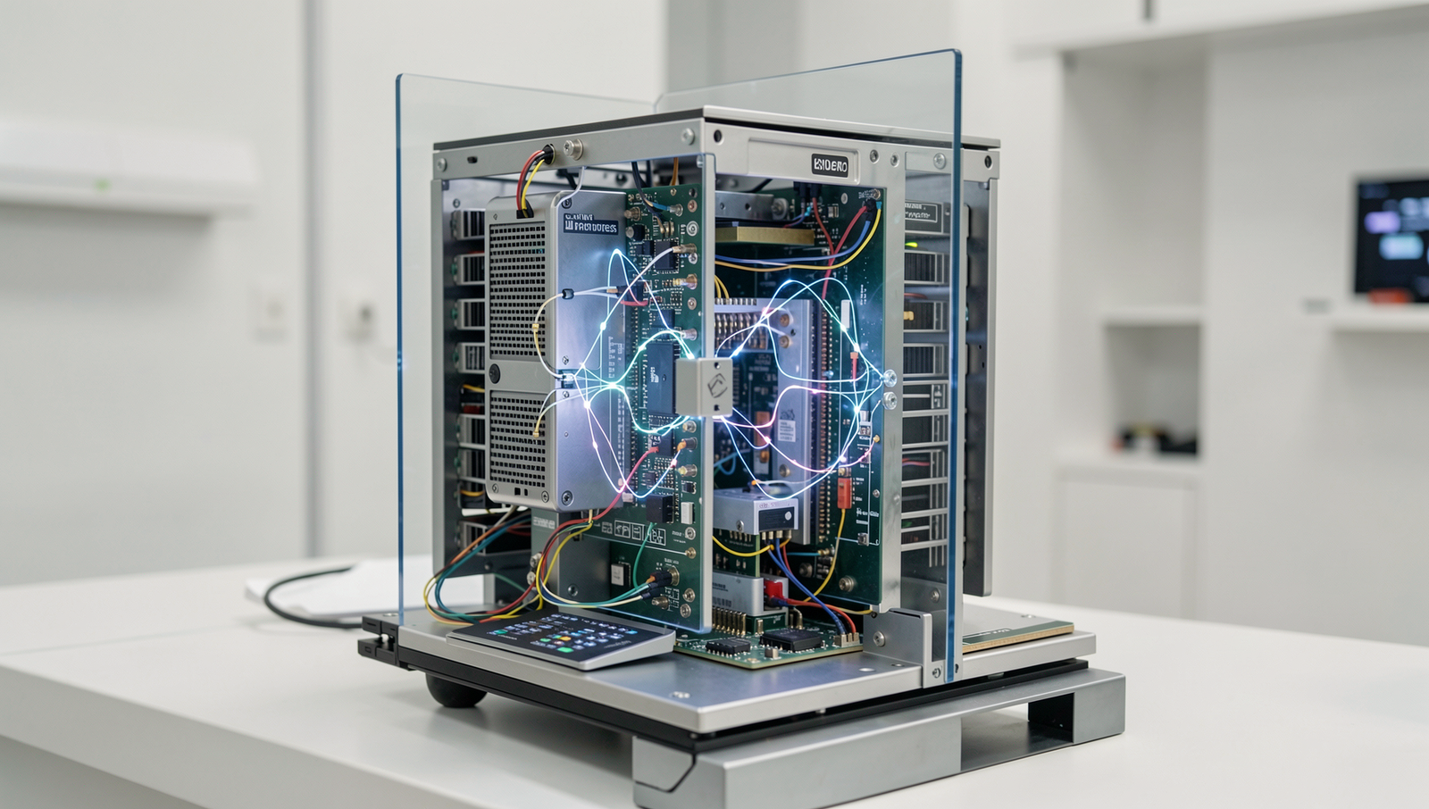 A detailed diagram illustrating the challenges in quantum computing technology.