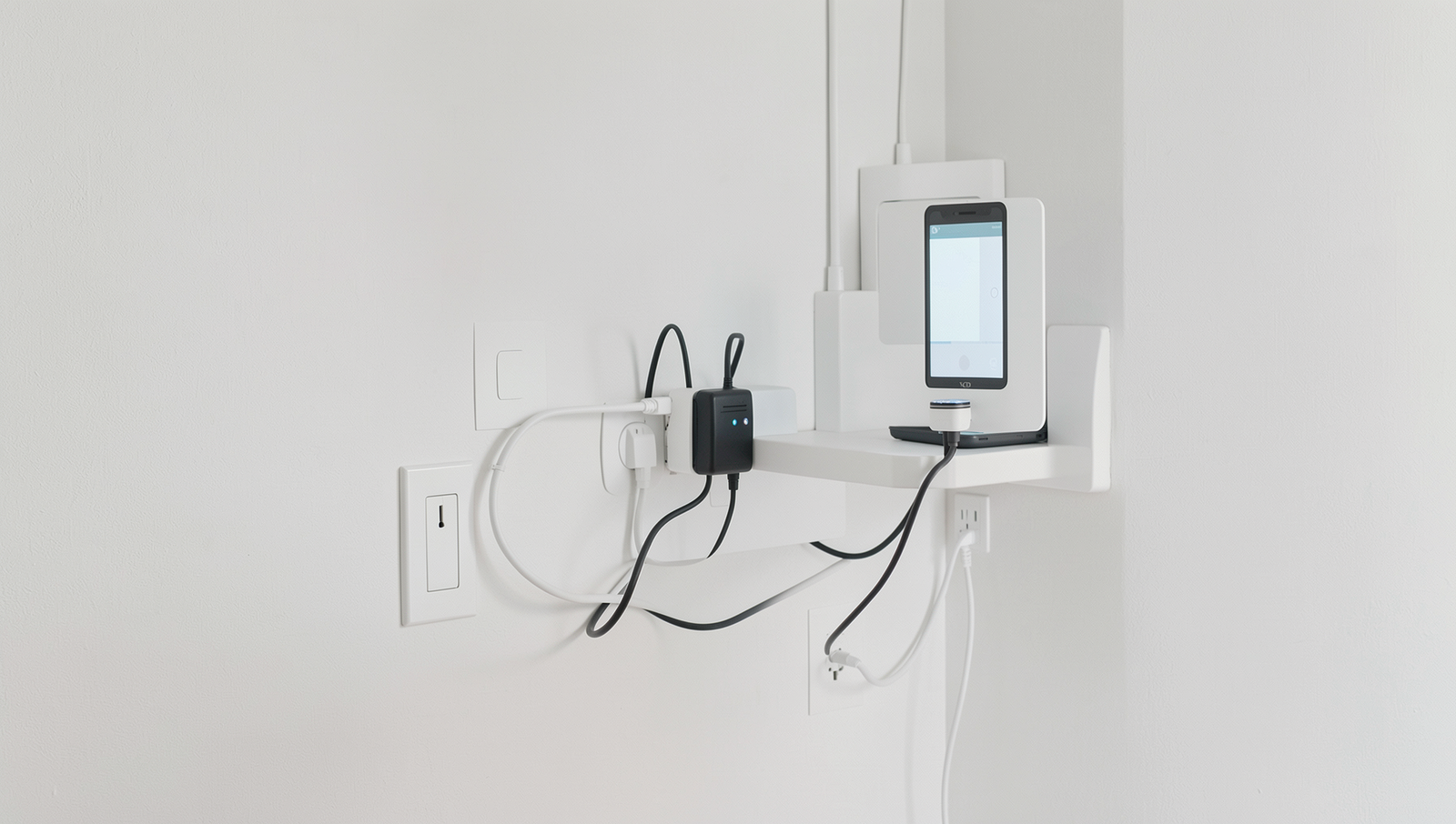 Photorealistic image of IoT devices interconnected in a modern smart home environment.