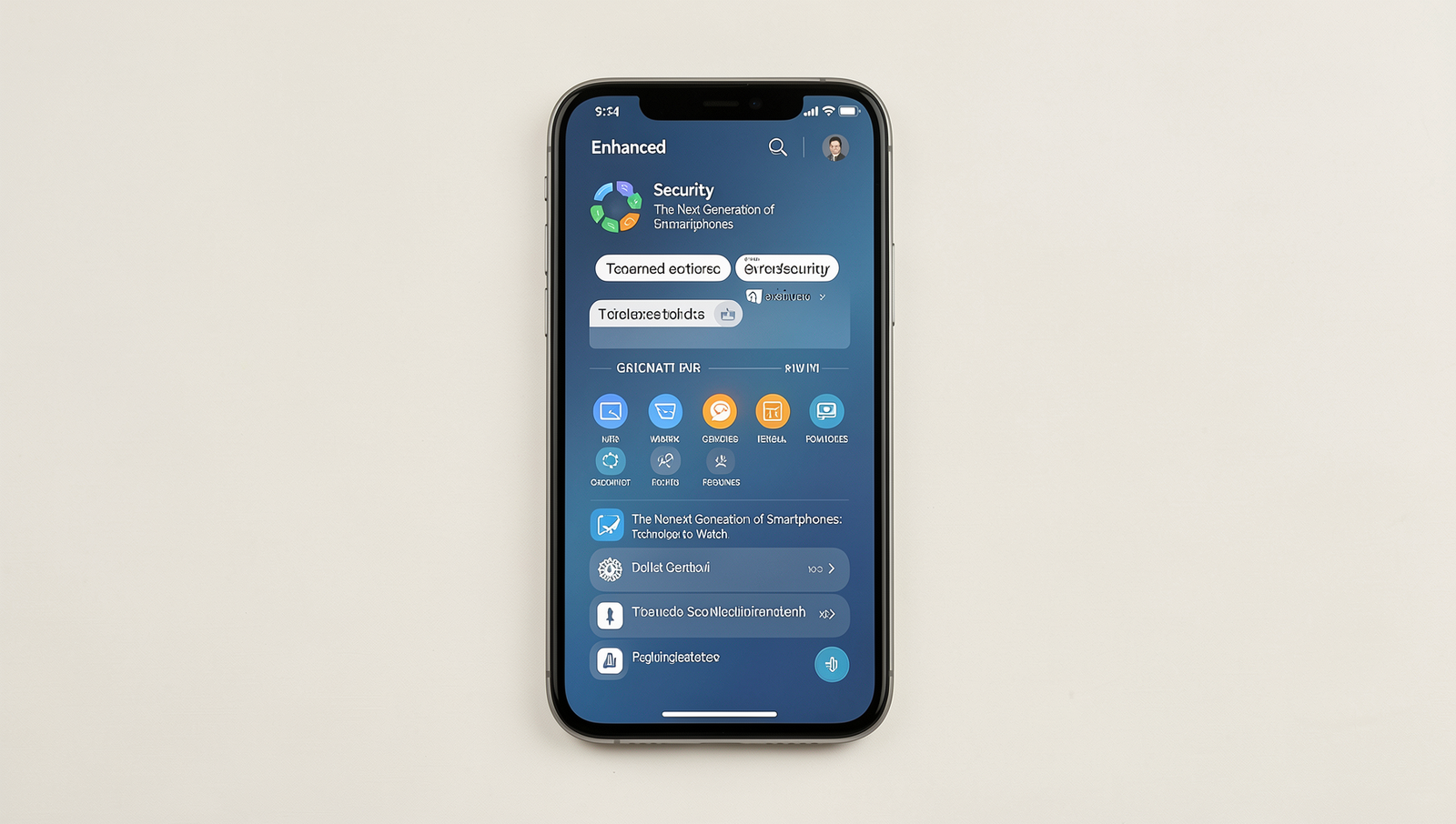 Smartphone showcasing advanced security features in a realistic setting